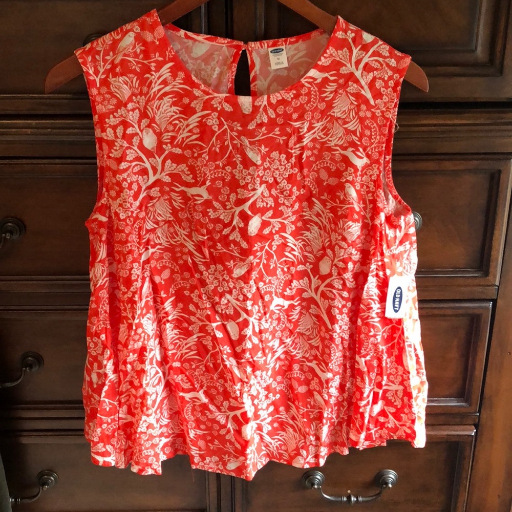Old Navy Sz M Woodland forest orange print top NWT